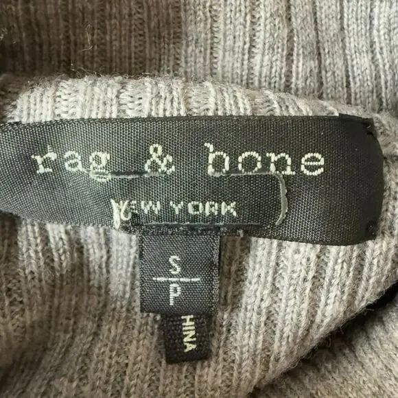 Rag & Bone Small Mock Neck Ribbed Gray Extra Fine Merino Wool Sweater - Picture 6 of 7